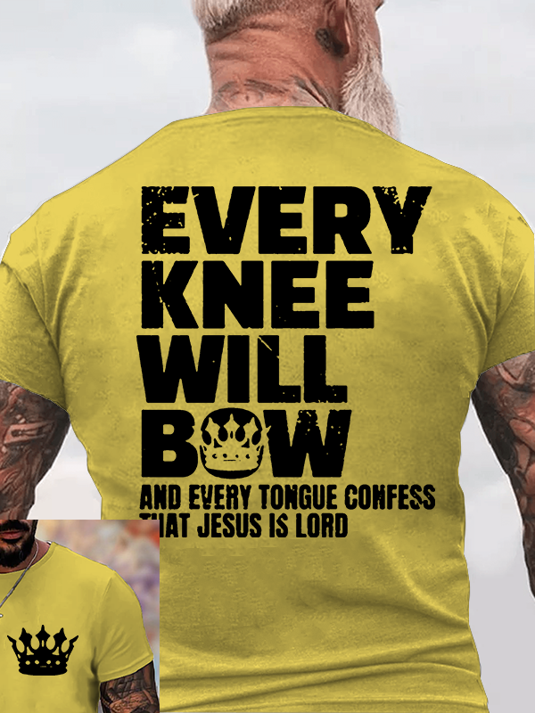 Every Knee Will Bow Jesus God Christian Cotton T-Shirt