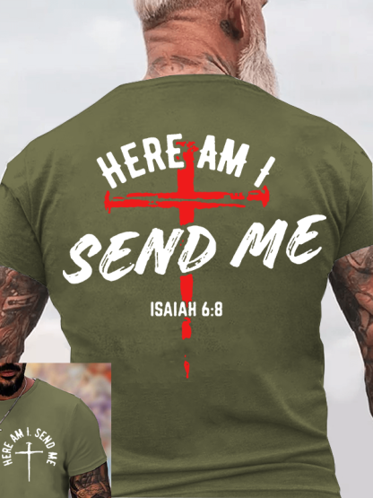 Here Am I Send Me Jesus God Christian Cotton T-Shirt