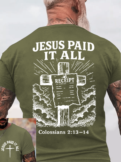 Jesus Paid It All Jesus God Christian Cotton T-Shirt
