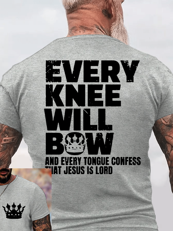Every Knee Will Bow Jesus God Christian Cotton T-Shirt