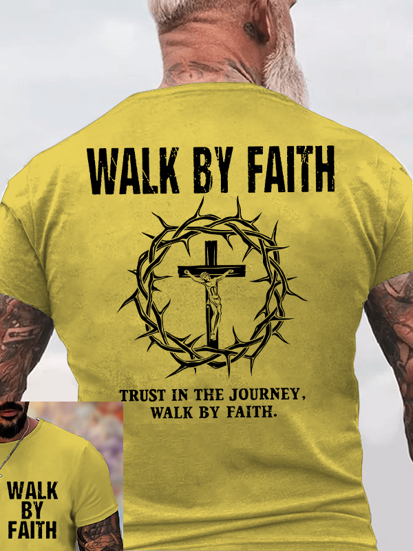 Walk By Faith Jesus God Christian Cotton T-Shirt