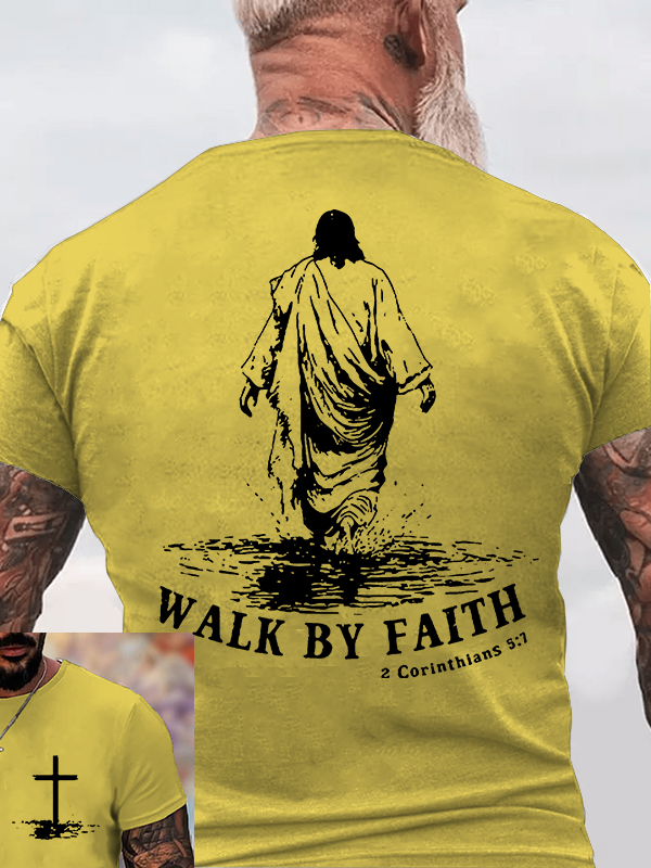 Walk by Faith Jesus God Christian Cotton T-Shirt