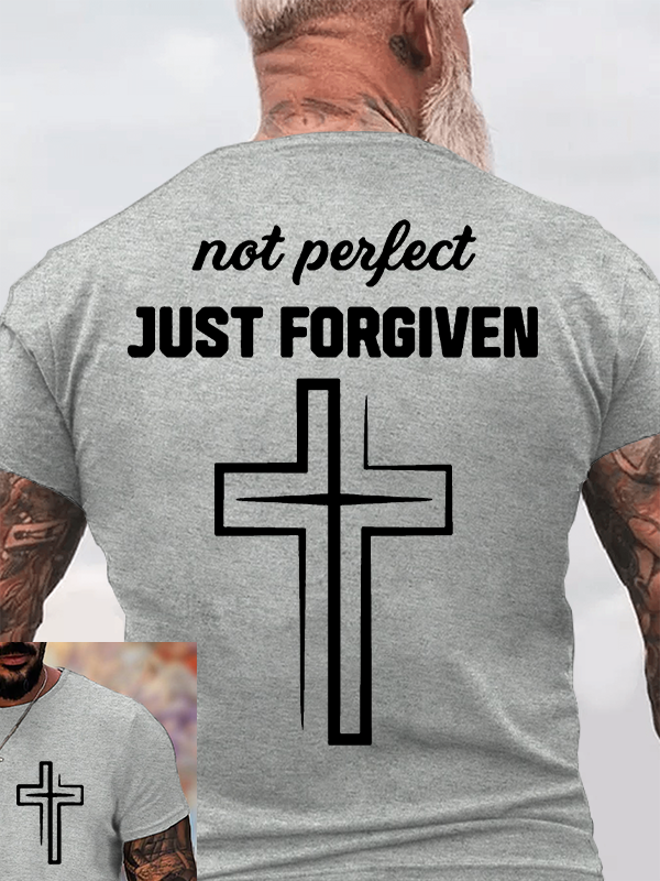Not Perfect Just Forgiven Jesus God Christian Cotton T-Shirt