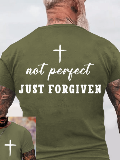Not Perfect Just Forgiven Jesus God Christian Cotton T-Shirt