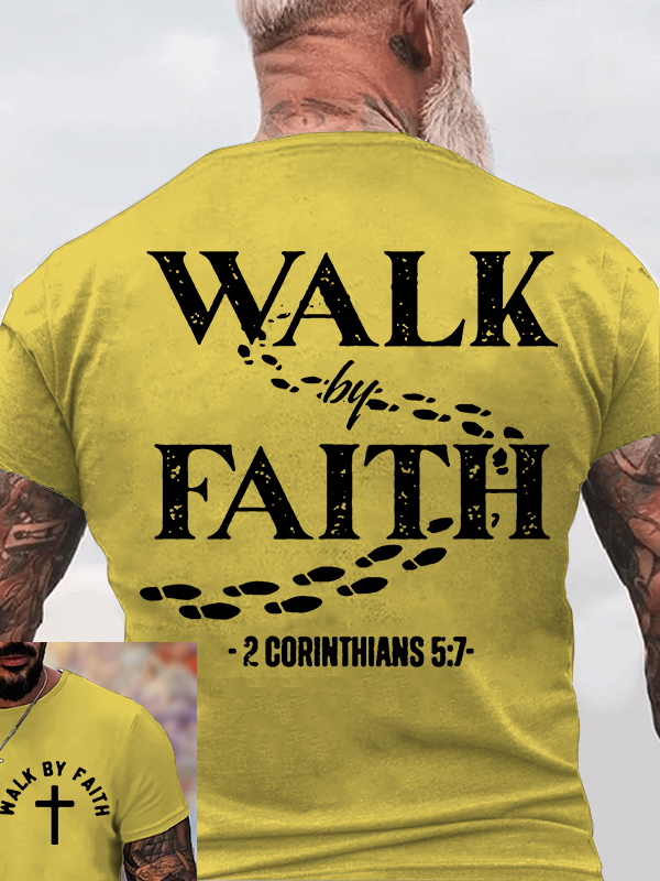 Walk By Faith Jesus God Christian Cotton T-Shirt