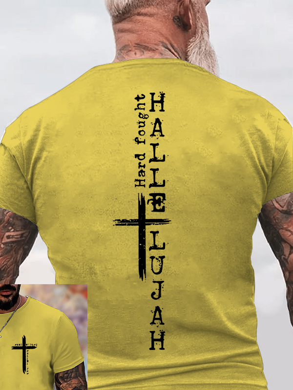 Hard fought hallelujah Jesus God Christian Cotton T-Shirt