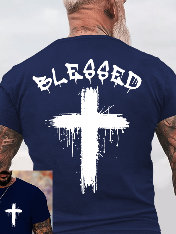 Blessed Cross Jesus God Christian Cotton T-Shirt