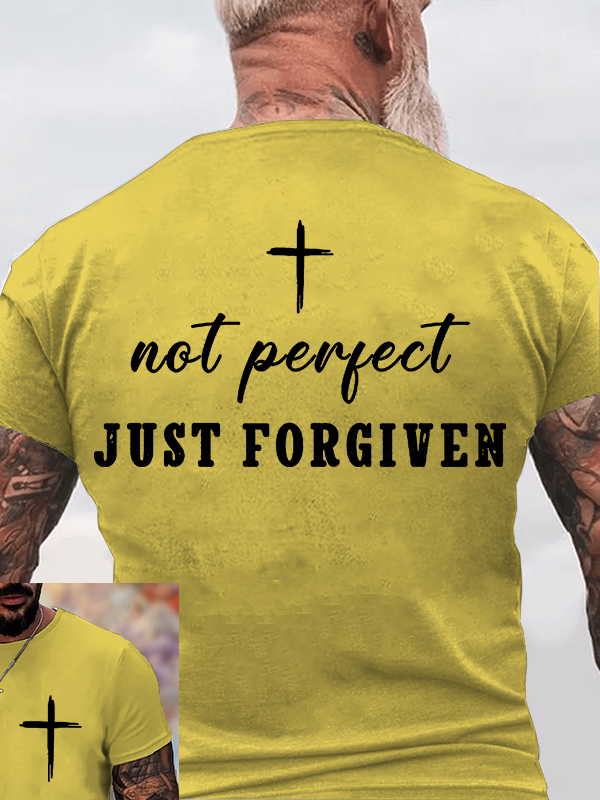 Not Perfect Just Forgiven Jesus God Christian Cotton T-Shirt