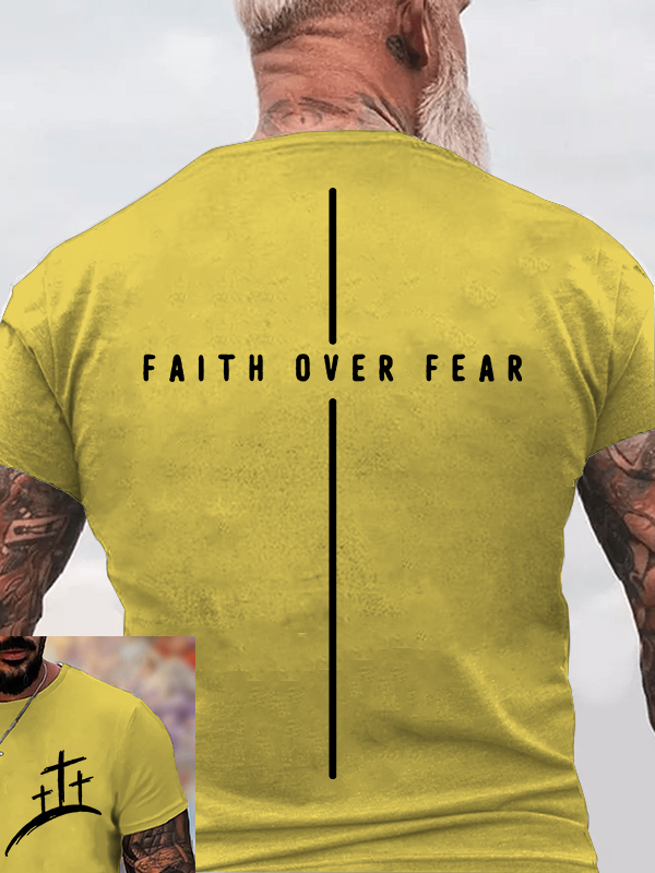  Faith Over Fear Cross Faith Jesus God Christian Cotton T-Shirt