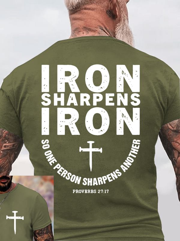 Proverbs 27:17 Jesus God Christian Cotton T-Shirt