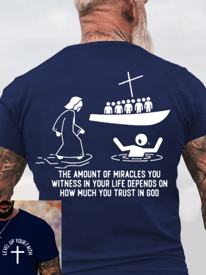 Level Up Your Faith  Jesus God Christian Cotton T-Shirt