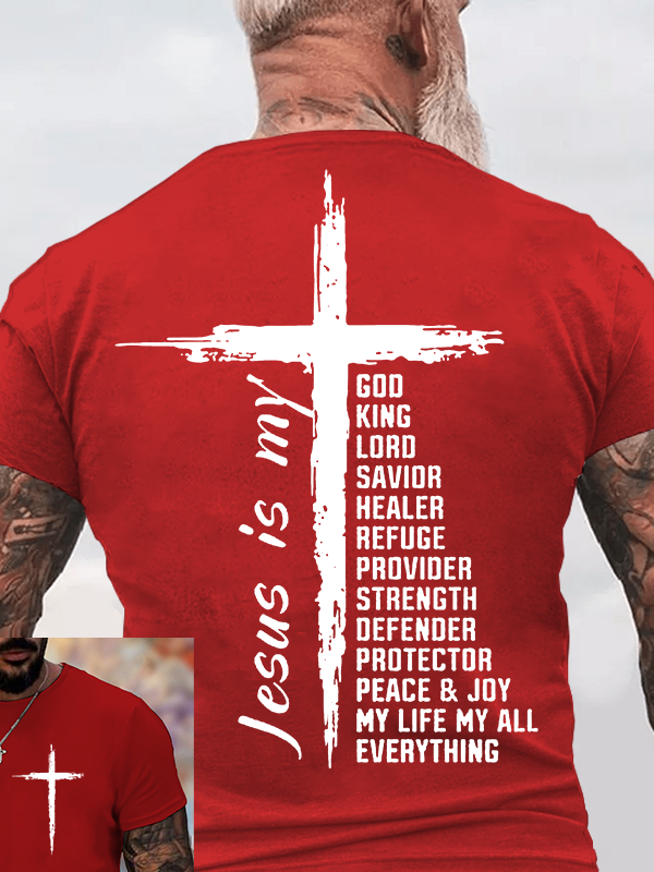 Man Of God Husband Dad Jesus God Christian Cotton T-Shirt