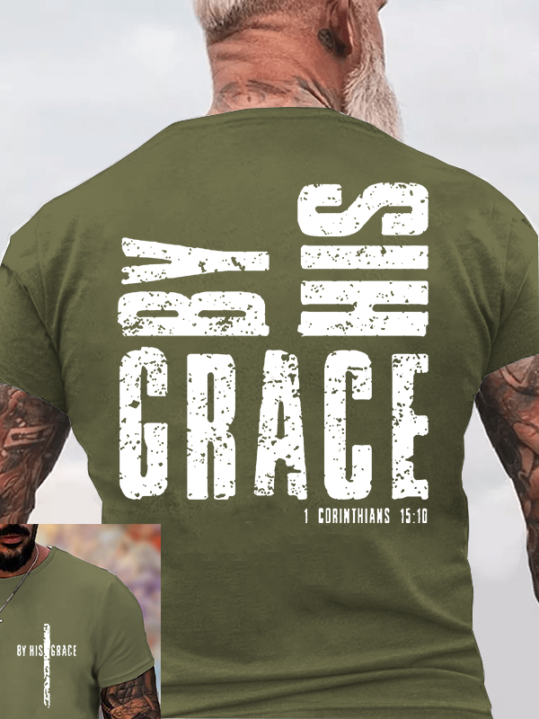 By His Grace Jesus God Christian Cotton T-Shirt