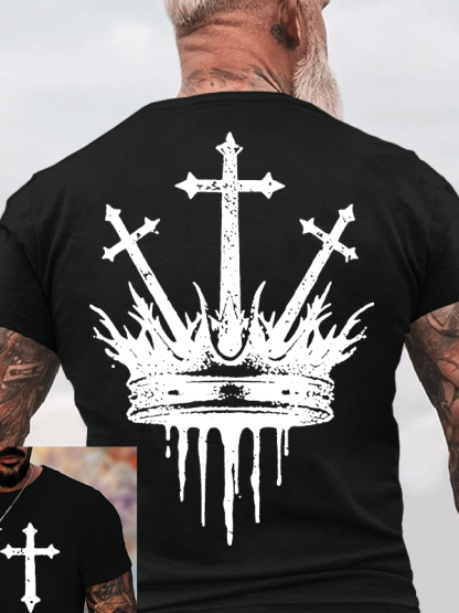 Cross Crown Jesus God Christian Cotton T-Shirt
