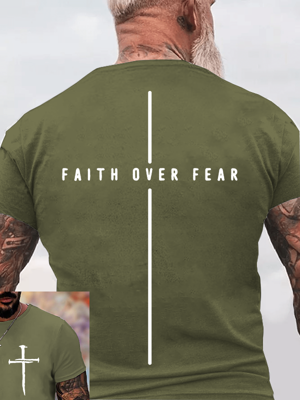 Faith Over Fear Jesus God Christian Cotton T-Shirt