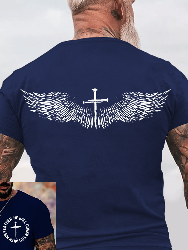 He Will Cover You With His Feather Jesus God Christian Cotton T-Shirt