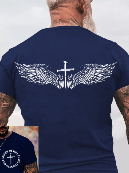 He Will Cover You With His Feather Jesus God Christian Cotton T-Shirt