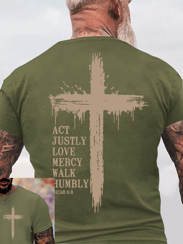 Act Justly Love Mercy Walk Humbly Jesus God Christian Cotton T-Shirt