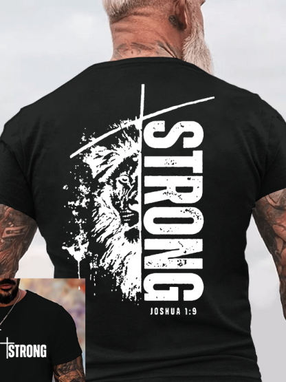 Strong Lion of Judah Jesus God Christian Cotton T-Shirt