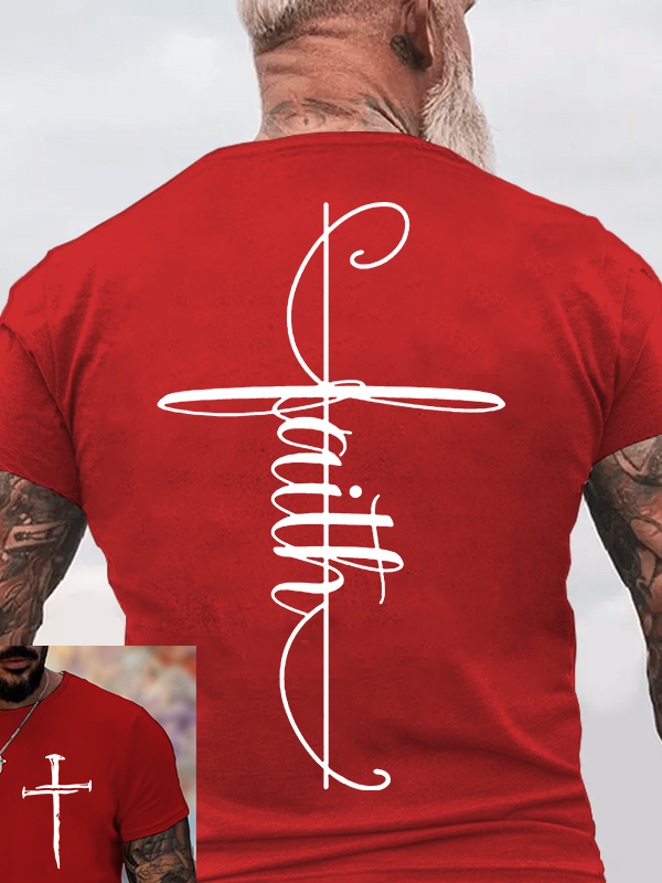 Faith Cross Jesus God Christian Cotton T-Shirt