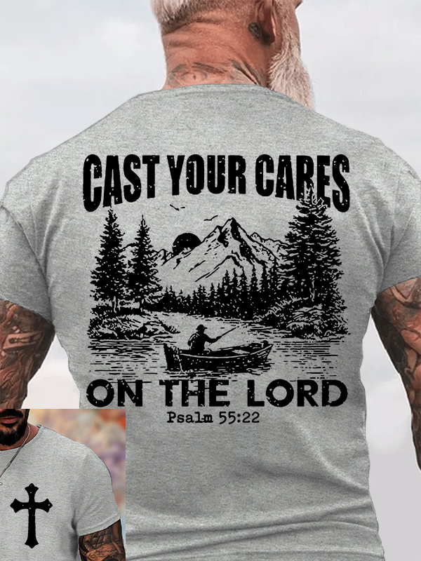 Cast Your Cares on The Lord Jesus God Christian Cotton T-Shirt