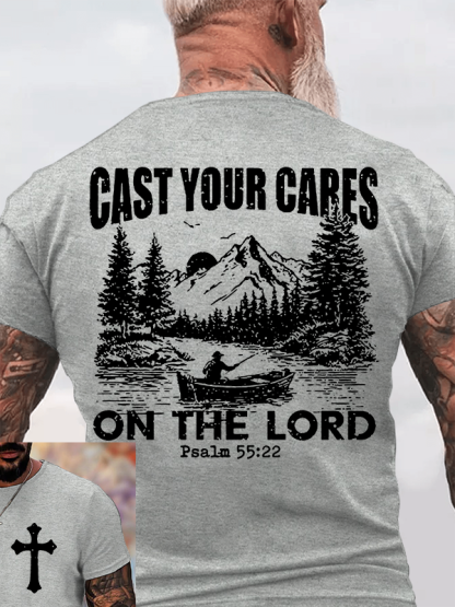 Cast Your Cares on The Lord Jesus God Christian Cotton T-Shirt