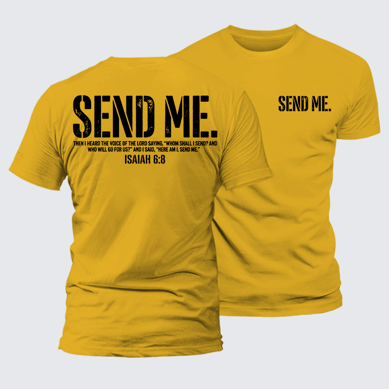 Send Me Isaiah 6:8 Jesus God Christian Premium Mercerized Cotton Tee