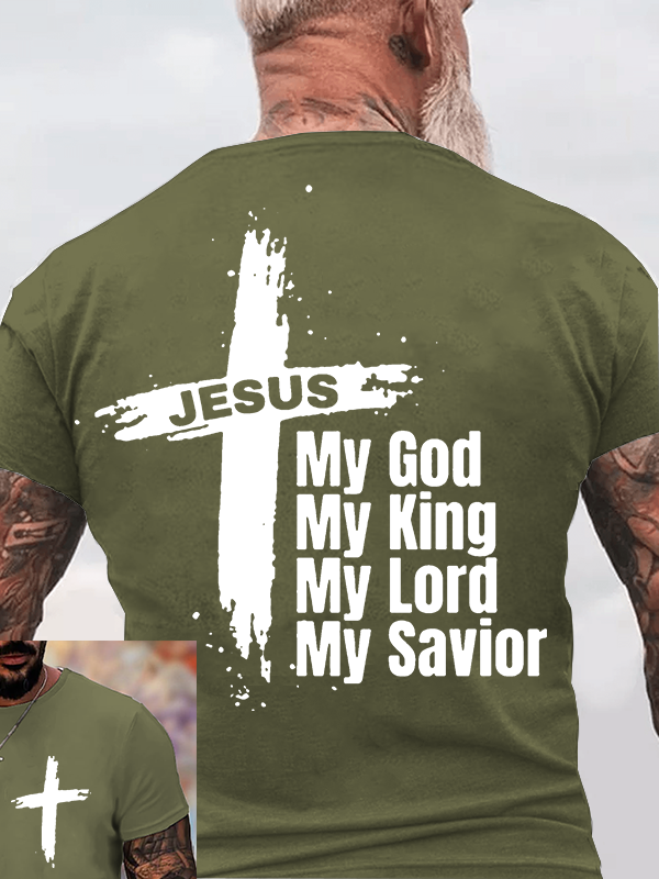 Man Of God Husband Dad Jesus God Christian Cotton T-Shirt