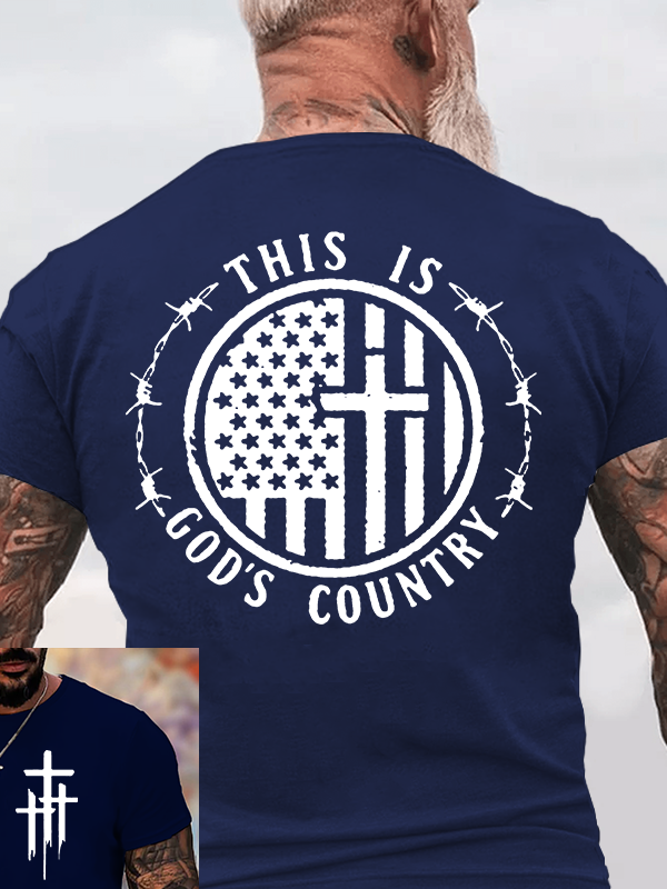 This Is God's Country Cross Jesus God Christian Cotton T-Shirt