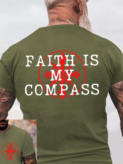 Faith Is My Compass Jesus God Christian Cotton T-Shirt