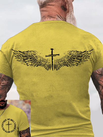 He Will Cover You With His Feather Jesus God Christian Cotton T-Shirt
