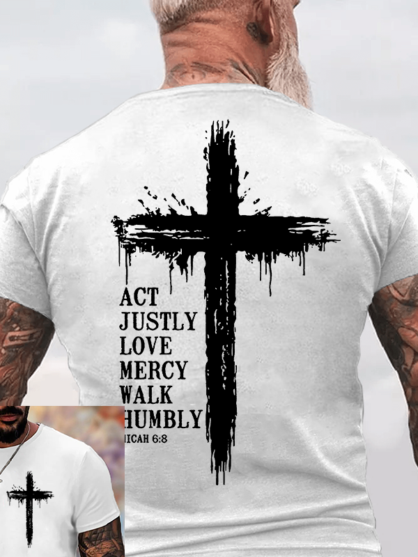 Act Justly Love Mercy Walk Humbly Jesus God Christian Cotton T-Shirt