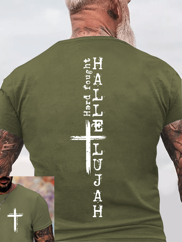 Hard fought hallelujah Jesus God Christian Cotton T-Shirt