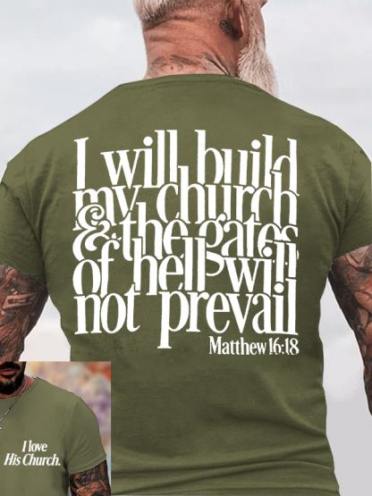 I Will Build My Church Jesus God Christian Cotton T-Shirt