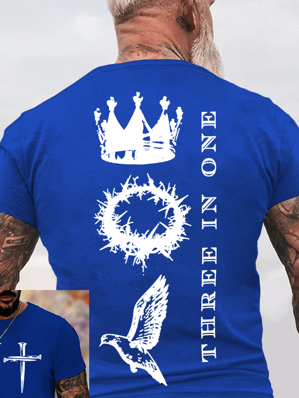 Three In One  Jesus God Christian Cotton T-Shirt
