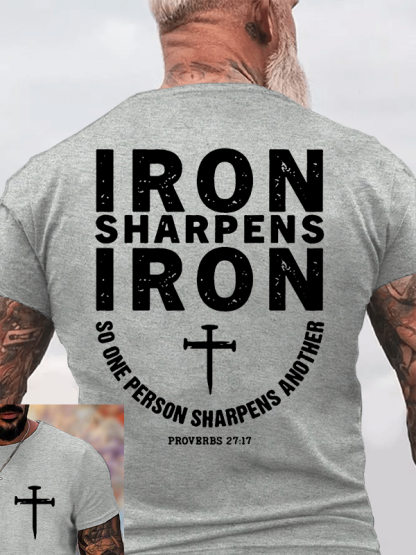 Proverbs 27:17 Jesus God Christian Cotton T-Shirt