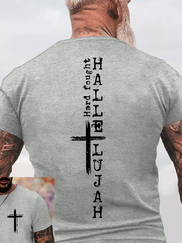 Hard fought hallelujah Jesus God Christian Cotton T-Shirt