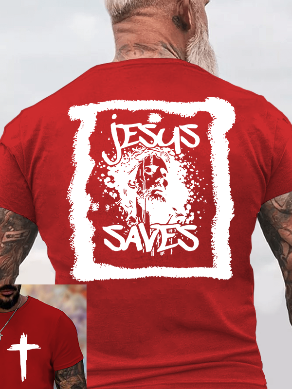 Jesus Saves Jesus God Christian Cotton T-Shirt