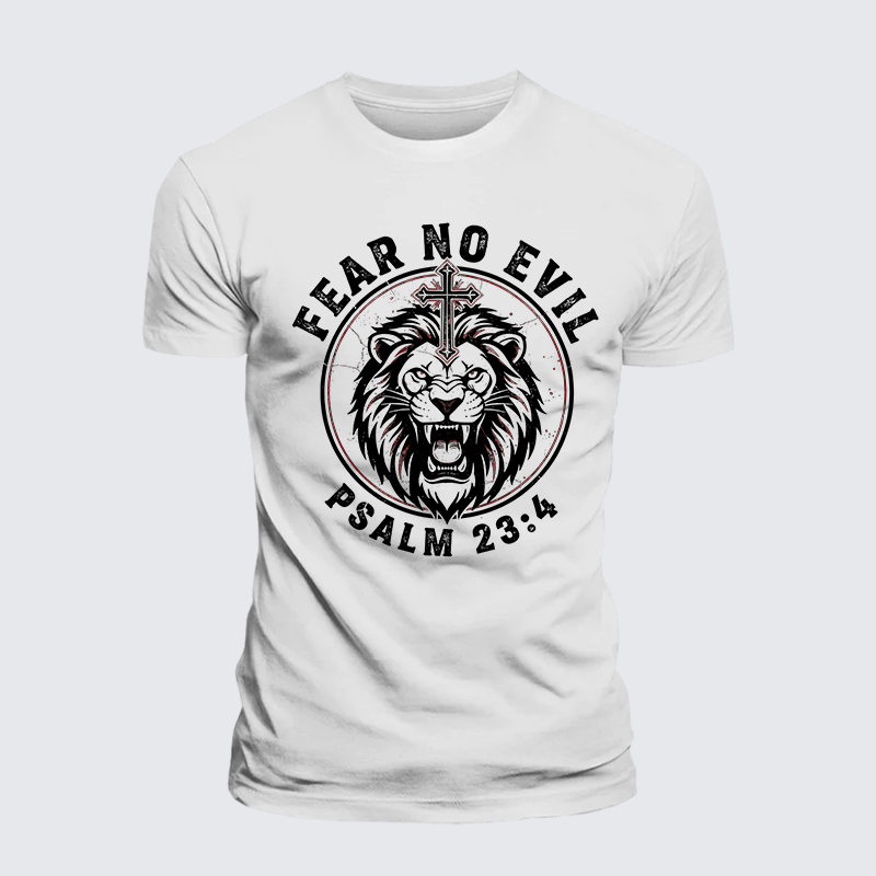 Fear No Evil Jesus God Christian Premium Mercerized Cotton Tee