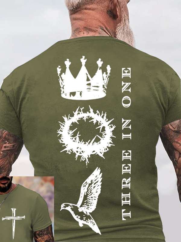 Three In One  Jesus God Christian Cotton T-Shirt