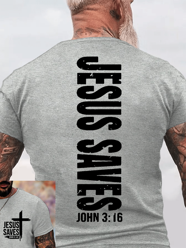 Jesus Saves Jesus God Christian Cotton T-Shirt