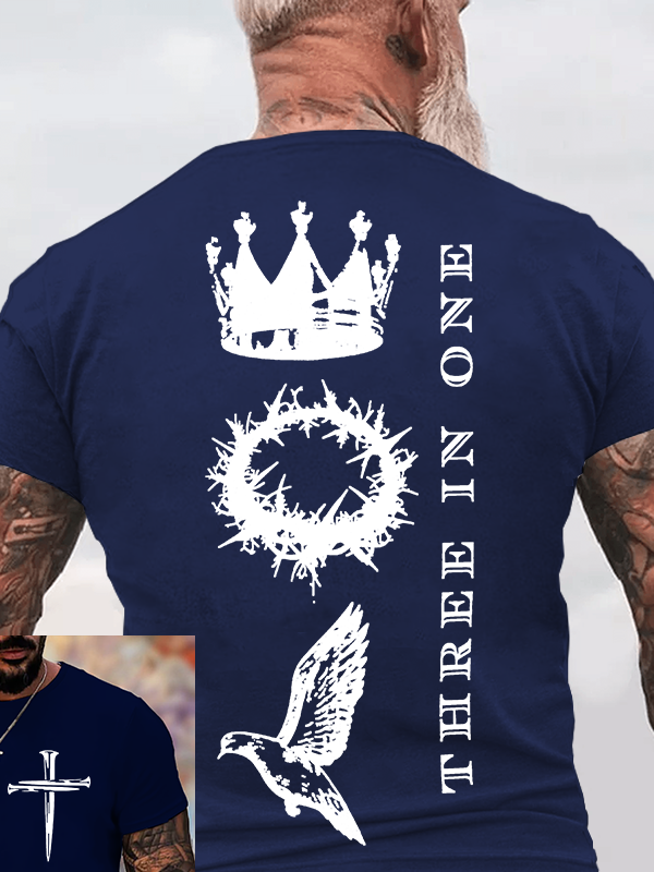 Three In One  Jesus God Christian Cotton T-Shirt