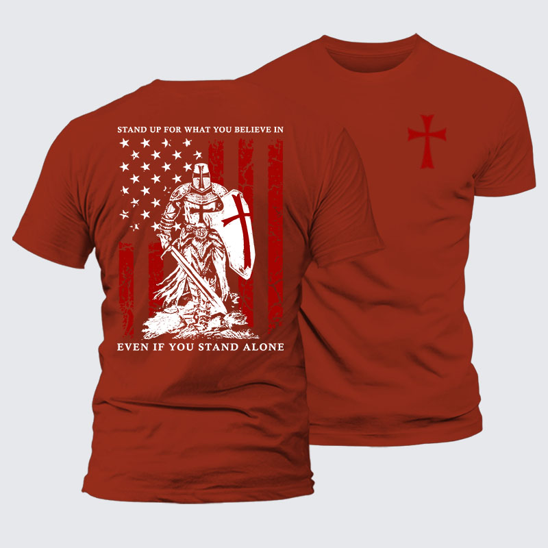 Stand Up For What You Believe  Jesus God Christian Premium Mercerized Cotton Tee
