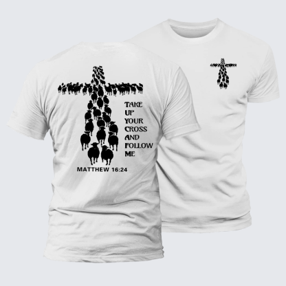 Take Up Your Cross Jesus God Christian Premium Mercerized Cotton Tee