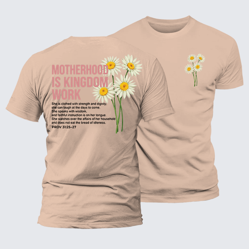 Motherhood Is Kingdom Work Jesus God Christian Premium Mercerized Cotton Tee