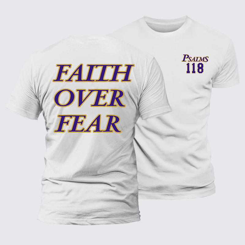 Faith Over Fear Jesus God Christian Premium Mercerized Cotton Tee