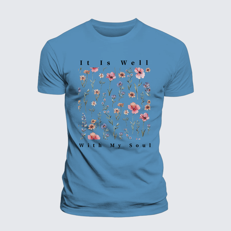 It Is Well With My Soul Jesus God Christian Premium Mercerized Cotton Tee