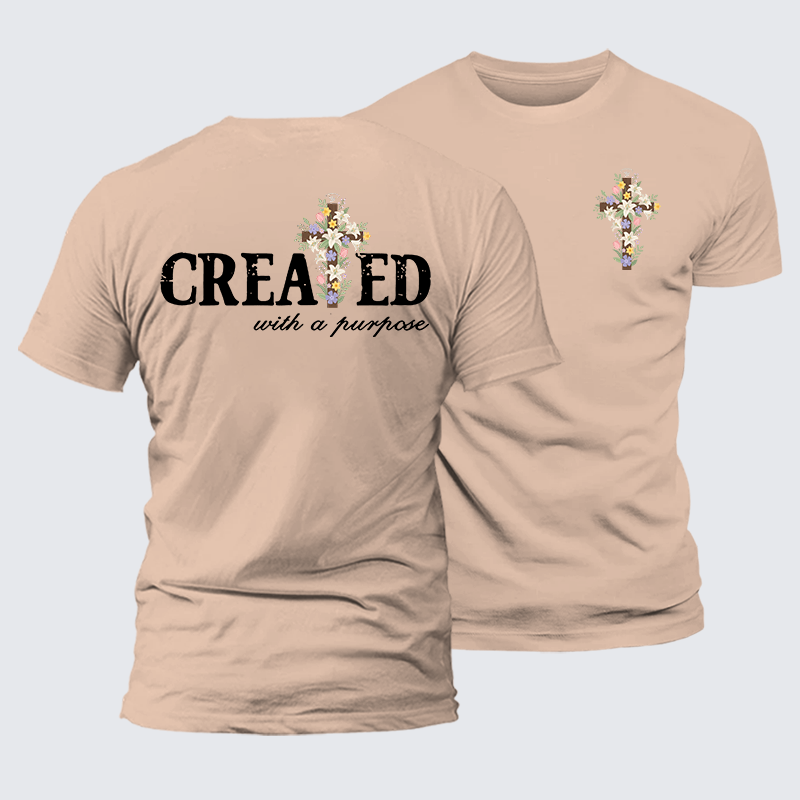 Created With Purpose Jesus God Christian Premium Mercerized Cotton Tee