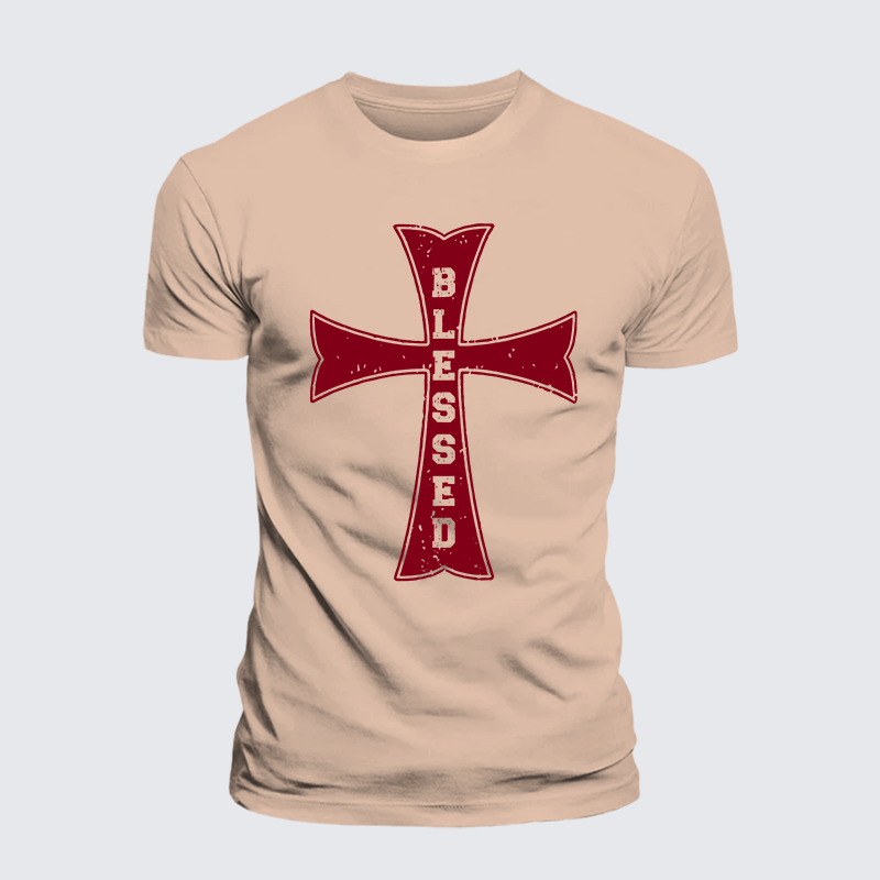 Blessed Cross Jesus God Christian Premium Mercerized Cotton Tee