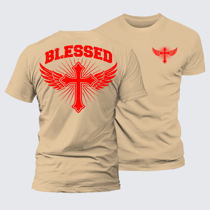 Blessed Cross Jesus God Christian Premium Mercerized Cotton Tee